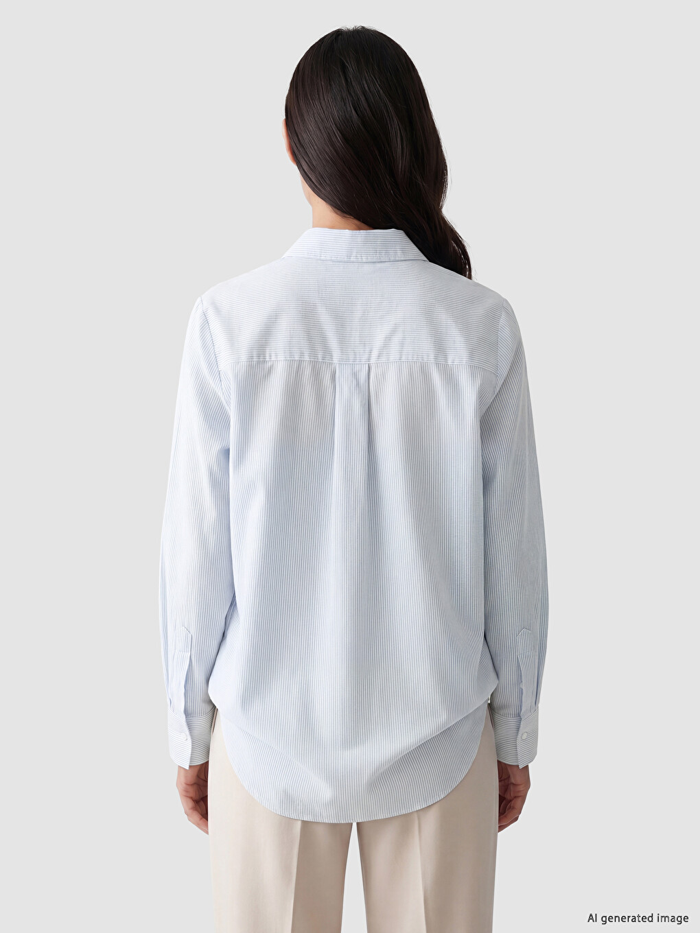 Lace Detailed Striped Women's Shirt Tunic-2