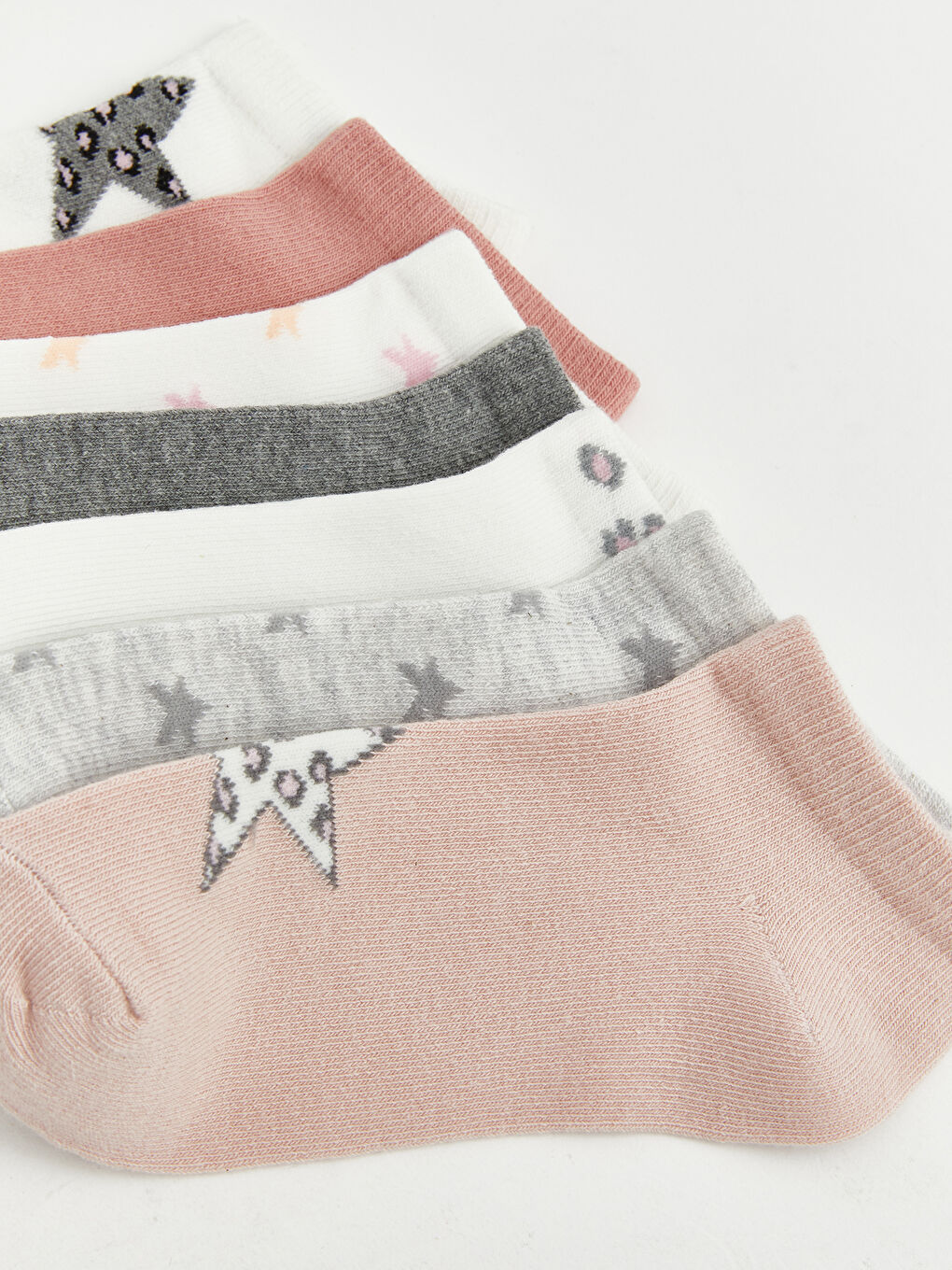 Pembe Desenli Kız Çocuk Patik Çorap 7'li-6