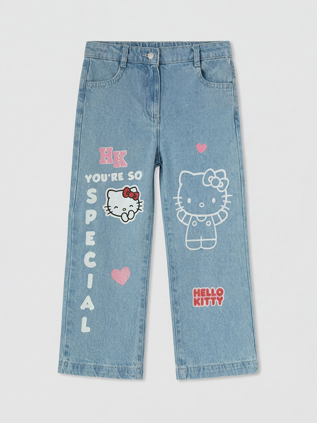 Mavi Hello Kitty Baskılı Kız Çocuk Jean Pantolon