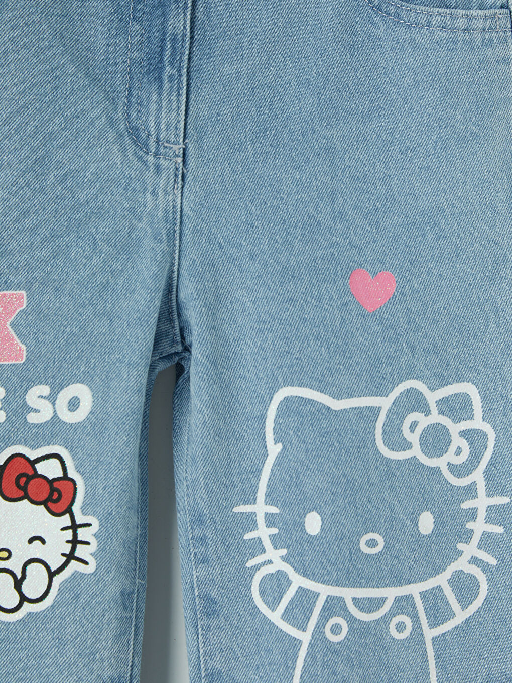 Mavi Hello Kitty Baskılı Kız Çocuk Jean Pantolon-2