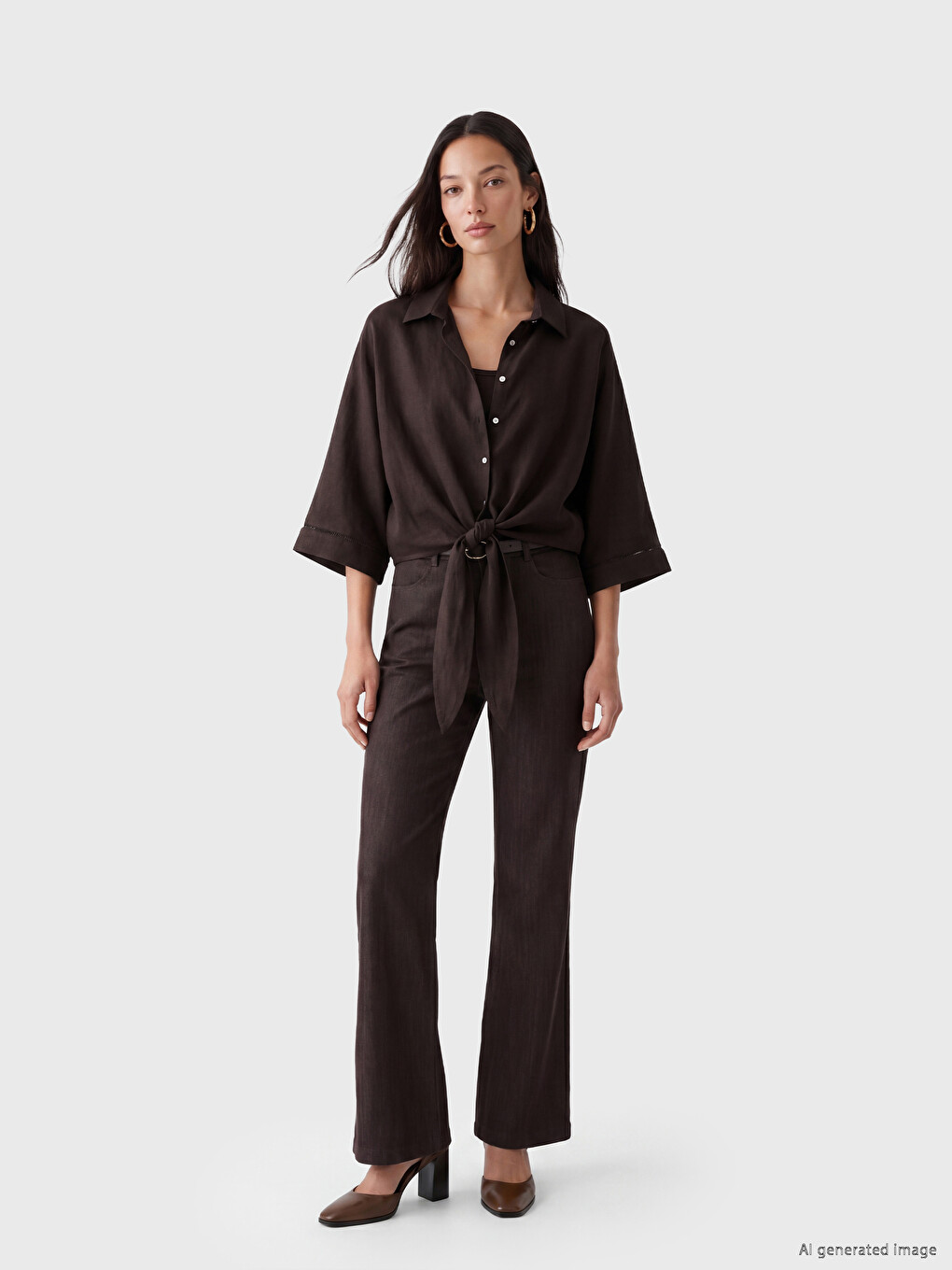 Crop Linen Blend Women's Shirt-1