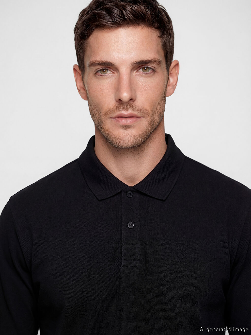 Siyah Polo Yaka Uzun Kollu Pike Erkek Tişört		
-2