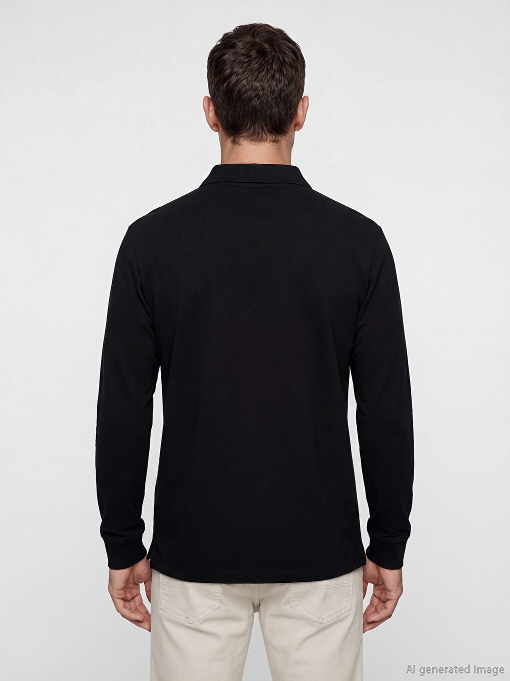 Siyah Polo Yaka Uzun Kollu Pike Erkek Tişört		
-3