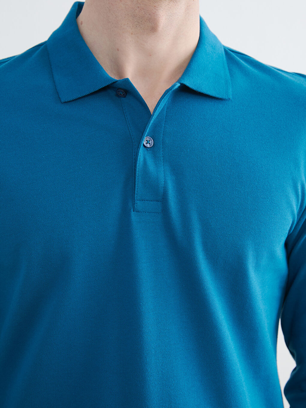 Petrol Polo Yaka Uzun Kollu Pike Erkek Tişört		
-2