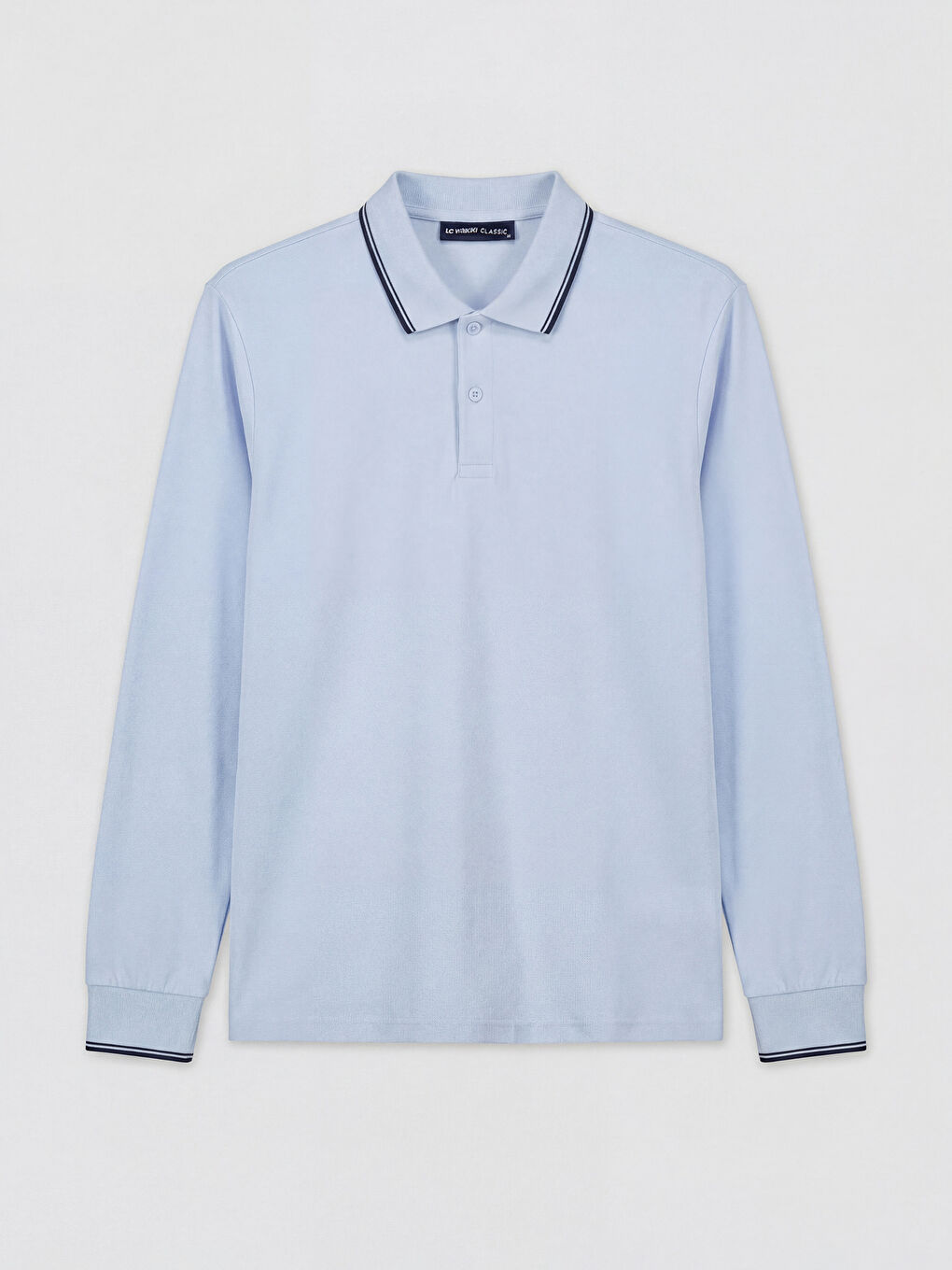 Mavi Polo Yaka Uzun Kollu Pike Erkek Tişört		
-4