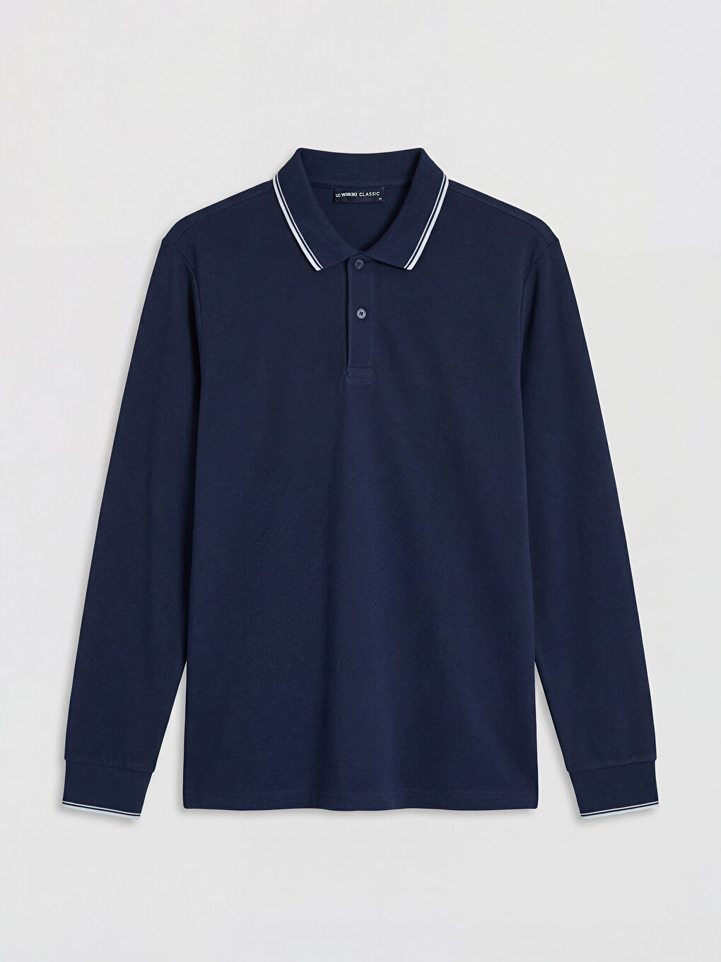 Lacivert Polo Yaka Uzun Kollu Pike Erkek Tişört		
