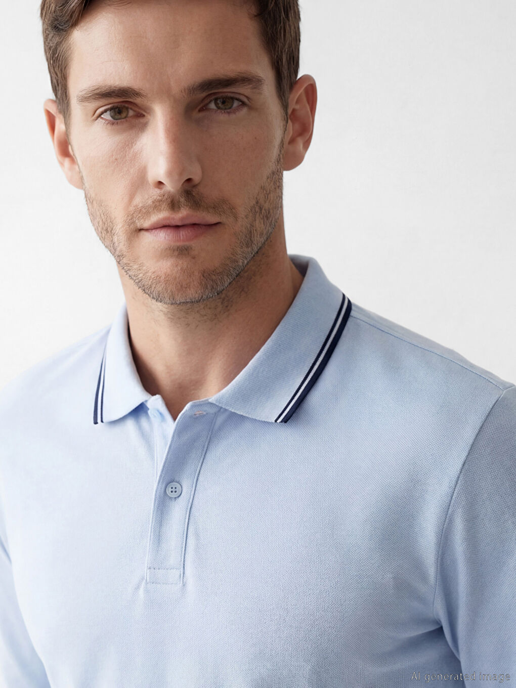 Mavi Polo Yaka Uzun Kollu Pike Erkek Tişört		
-2