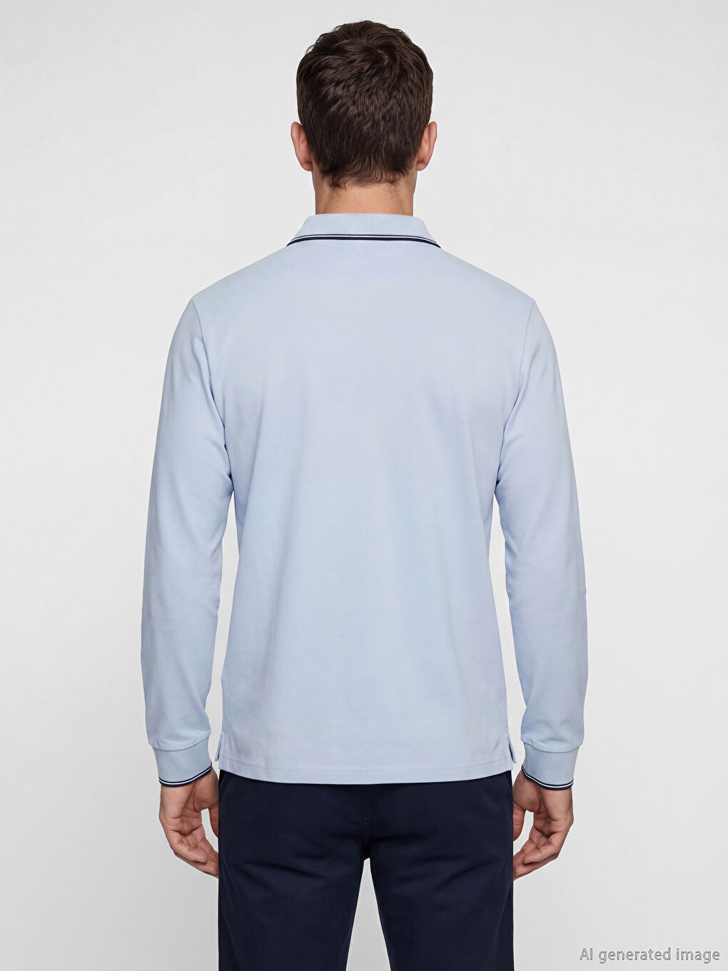 Mavi Polo Yaka Uzun Kollu Pike Erkek Tişört		
-3