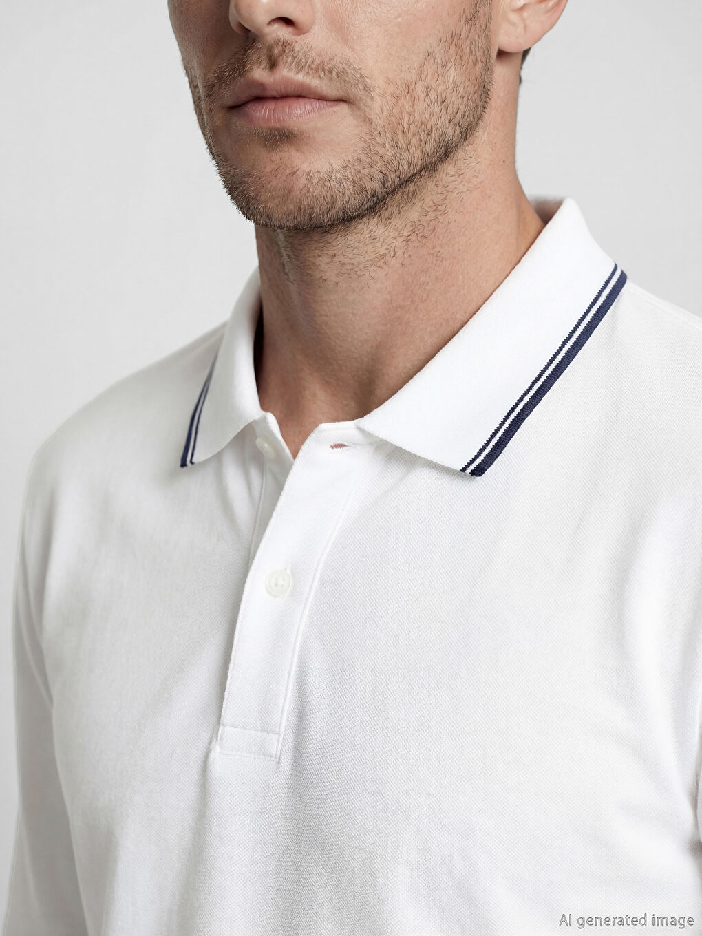 Beyaz Polo Yaka Uzun Kollu Pike Erkek Tişört		
-2