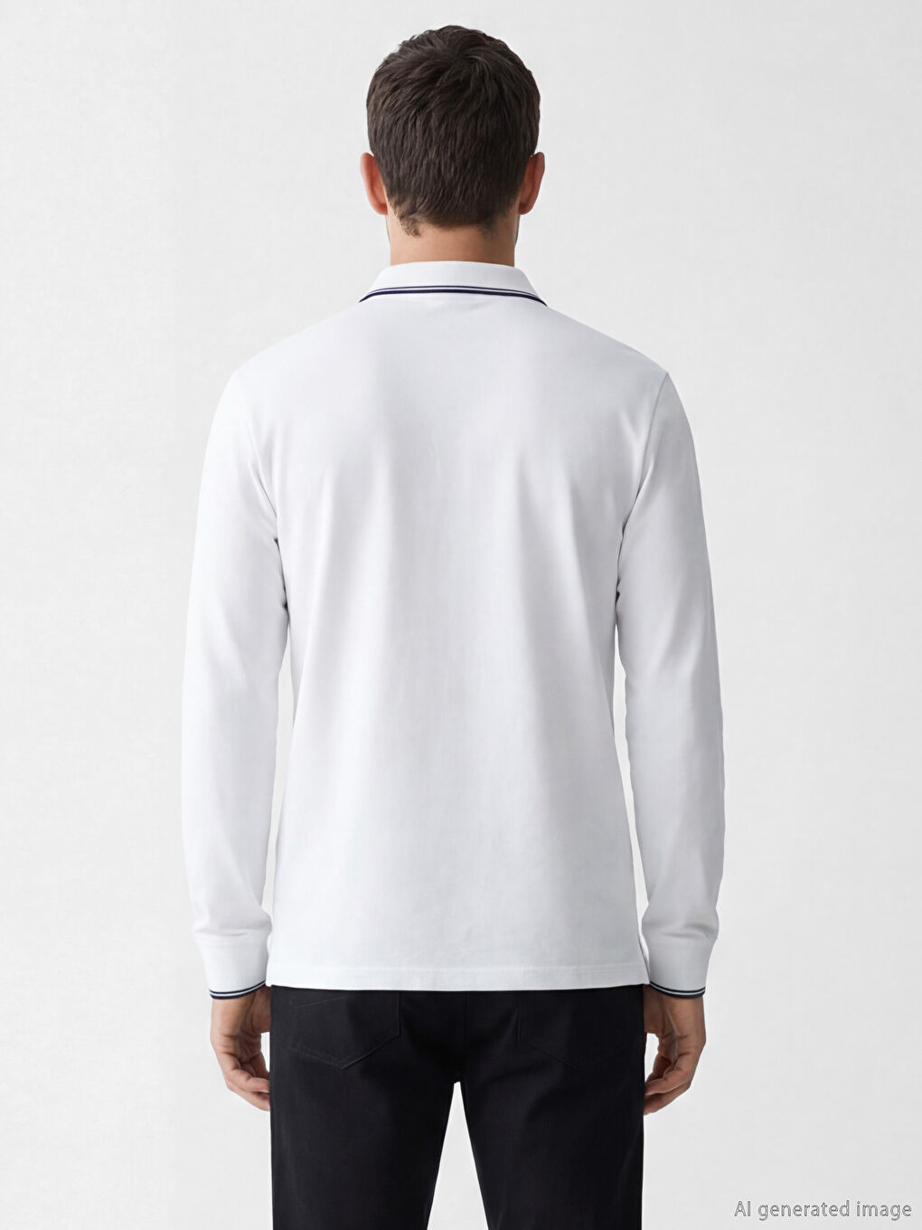 Beyaz Polo Yaka Uzun Kollu Pike Erkek Tişört		
-3