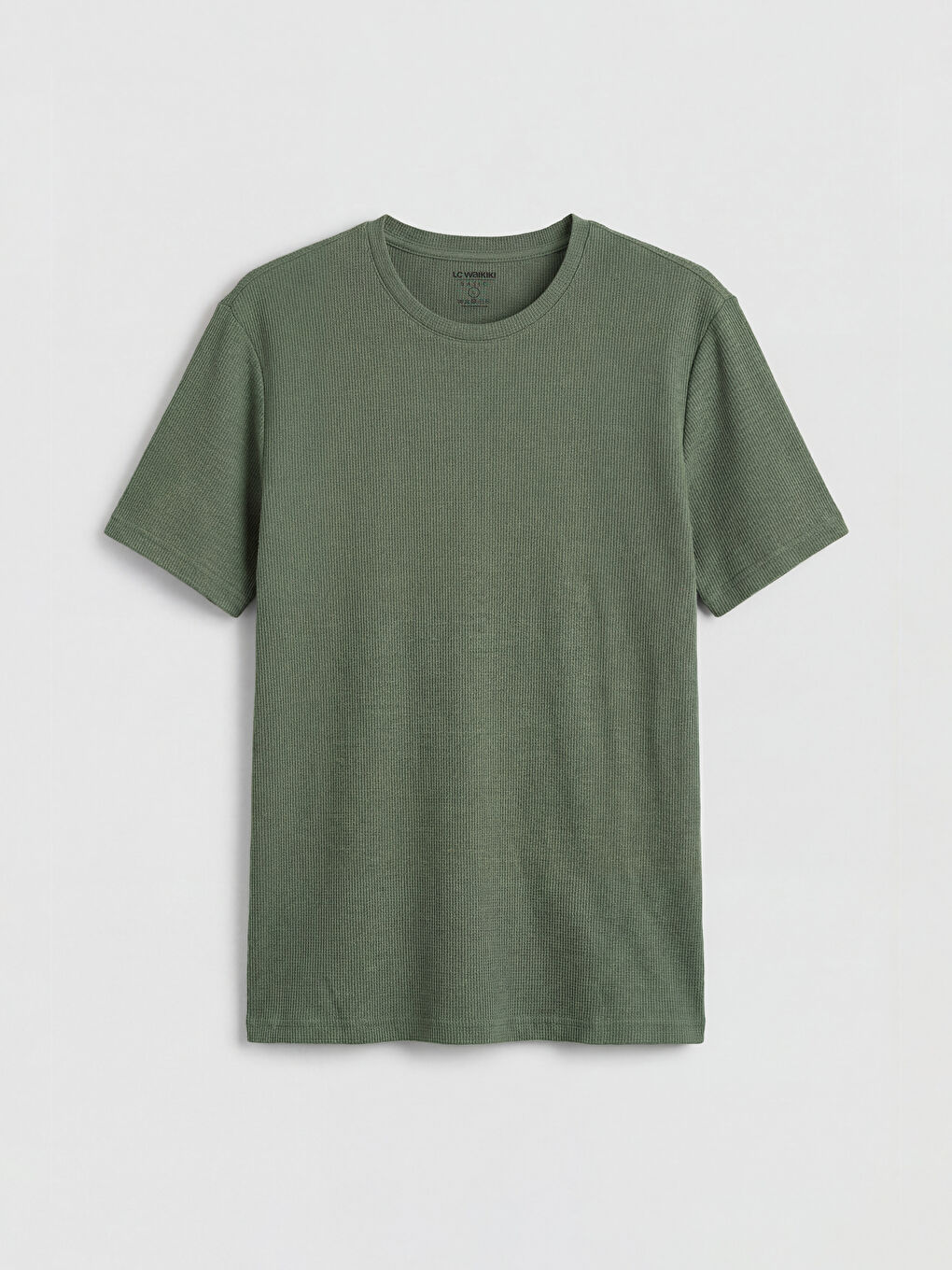 Yeşil Standart Kalıp Dokulu Bisiklet Yaka Erkek Tişört-4