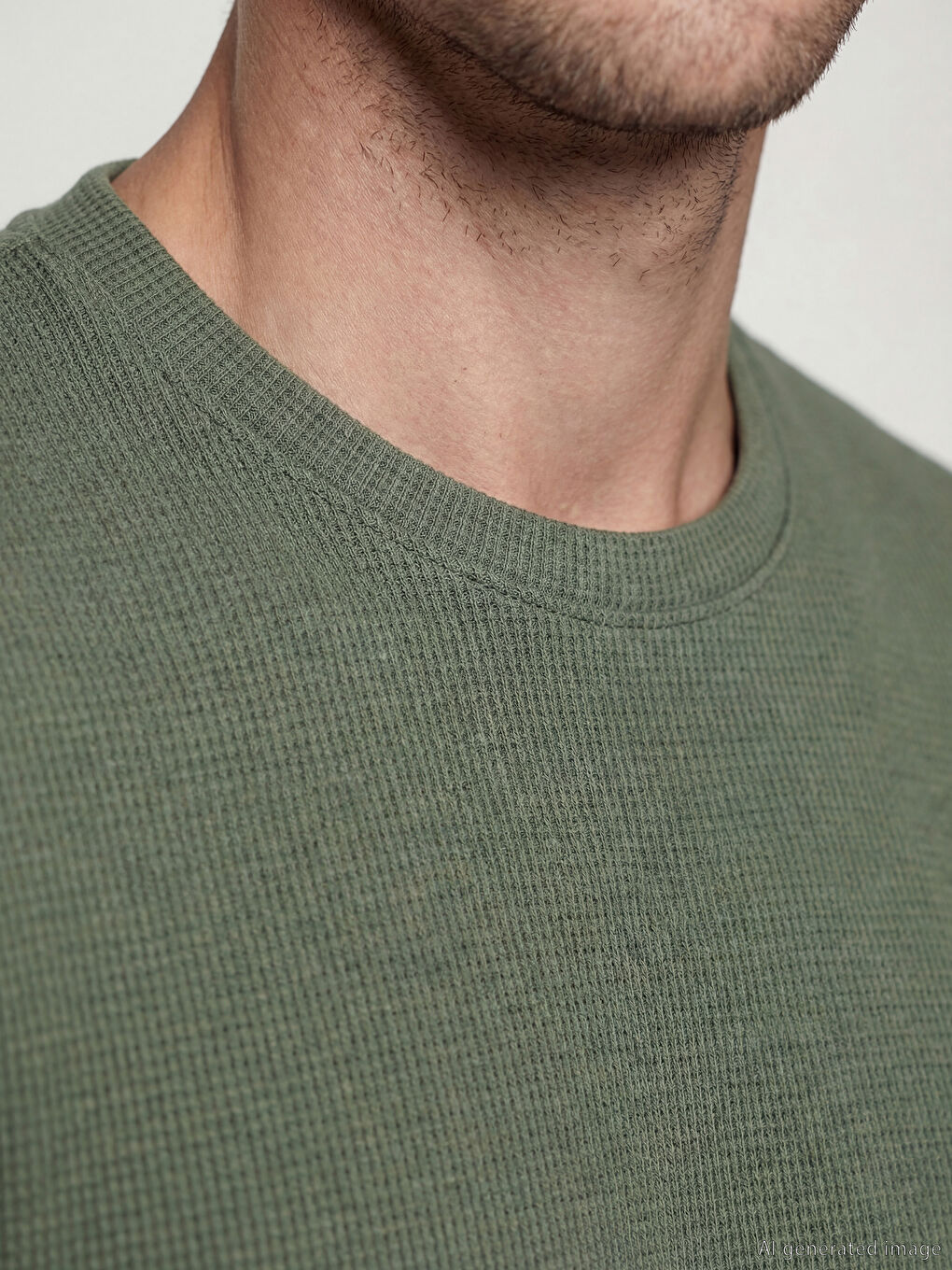 Yeşil Standart Kalıp Dokulu Bisiklet Yaka Erkek Tişört-2