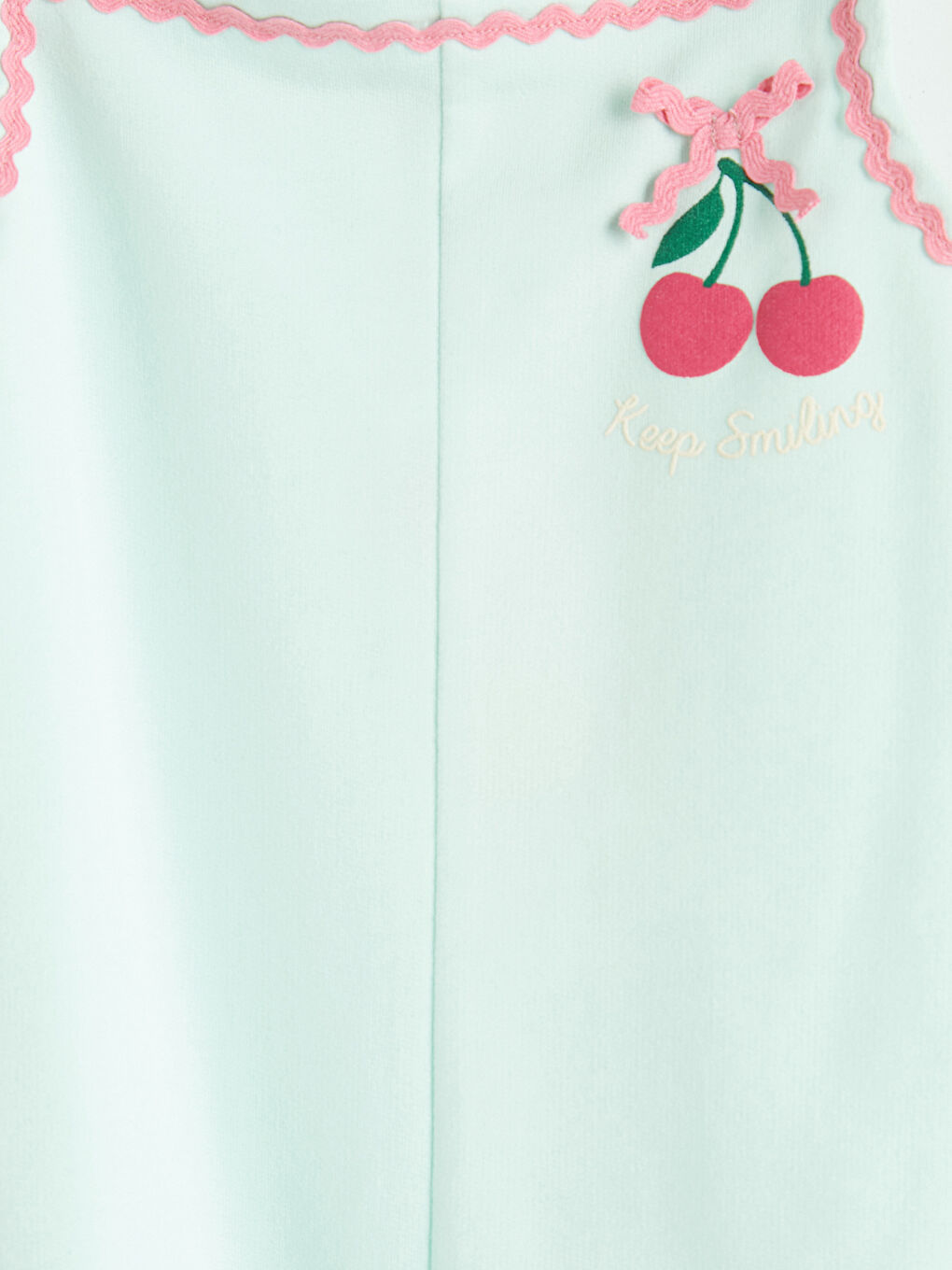 Turkuaz Kare Yaka Nakışlı Kız Çocuk Tulum-2