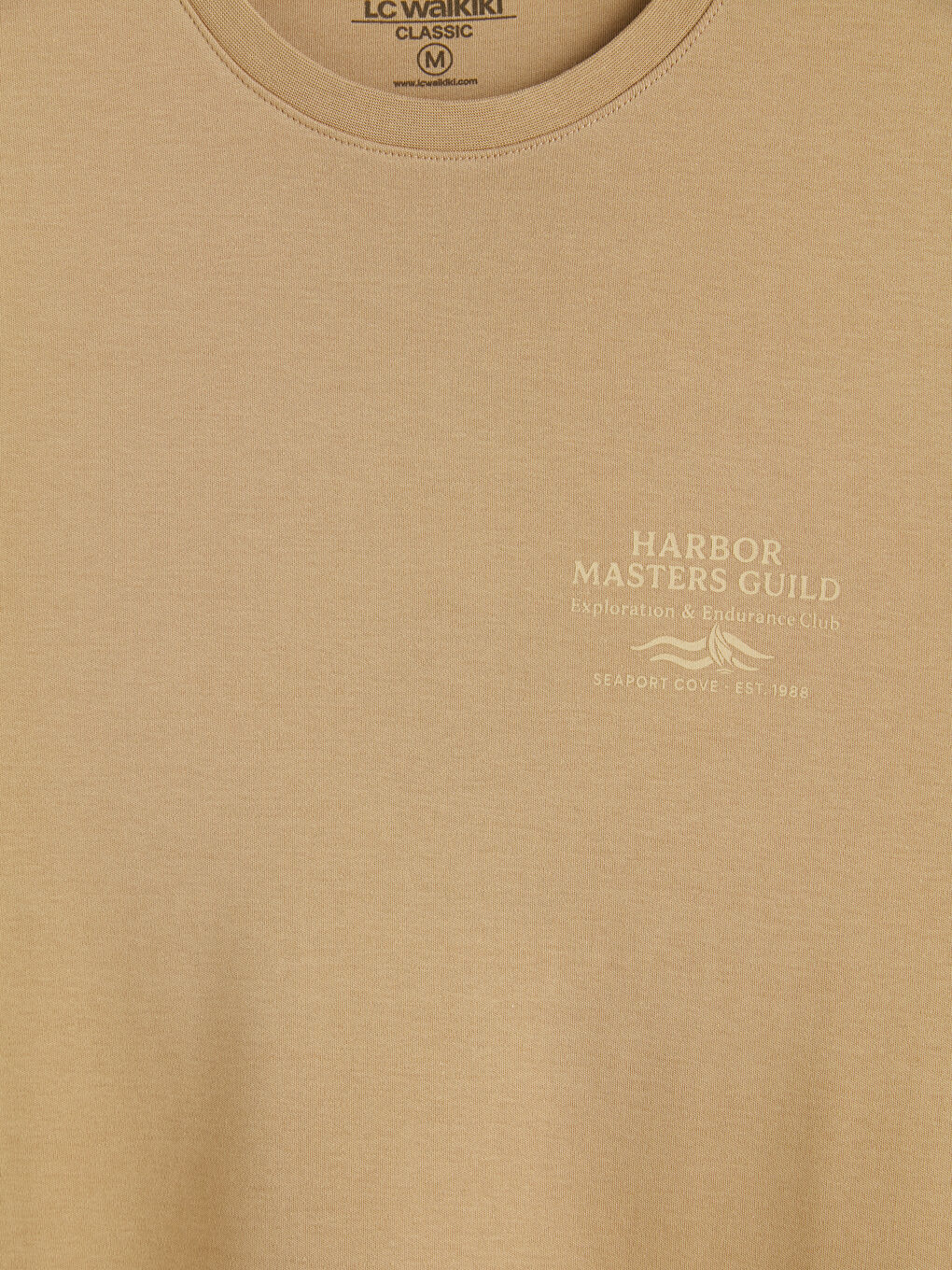 Kahverengi Bisiklet Yaka Baskılı Erkek Tişört-2