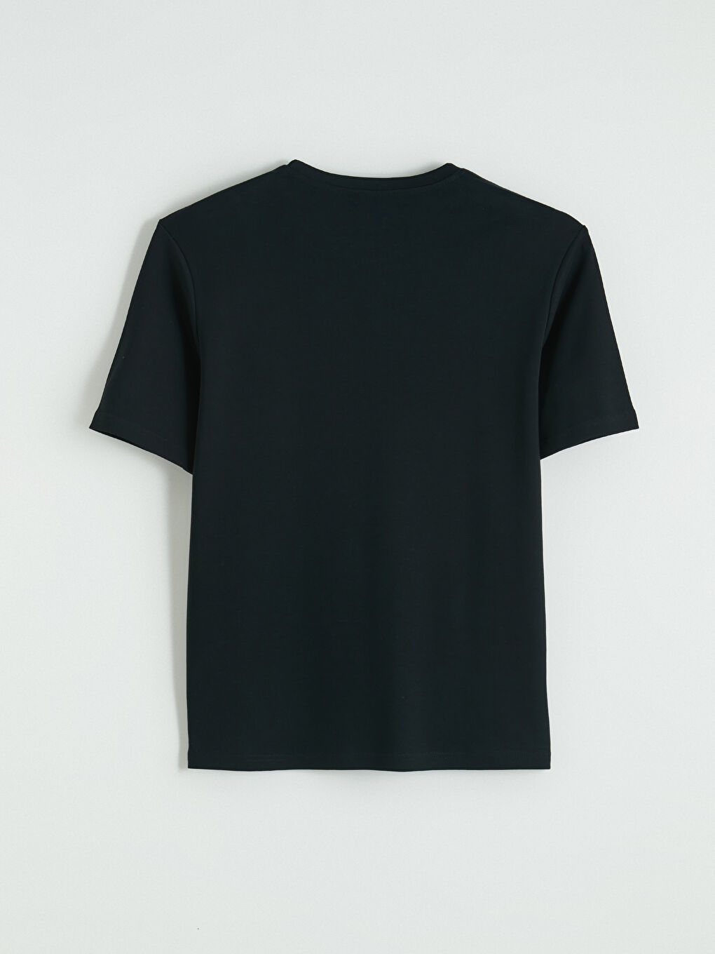 Siyah  Bisiklet Yaka Baskılı Erkek Tişört-2