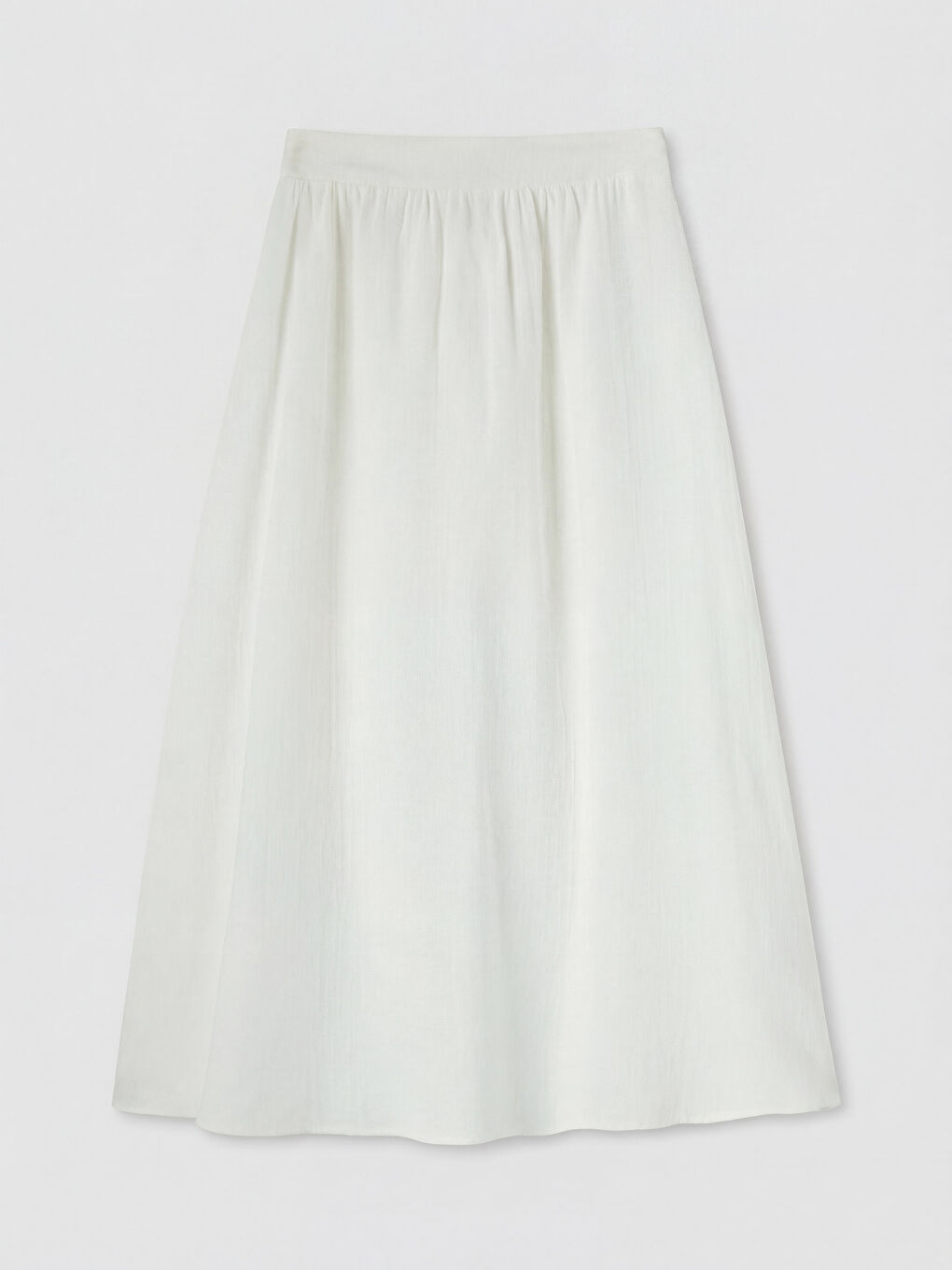 Beyaz Regular Fit Beli Lastikli Kloş Kadın Etek