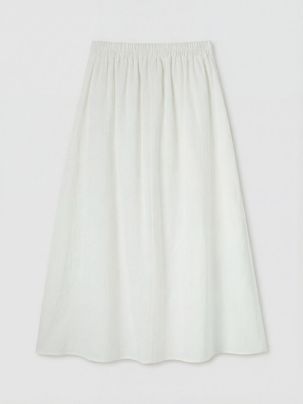 Beyaz Regular Fit Beli Lastikli Kloş Kadın Etek-1