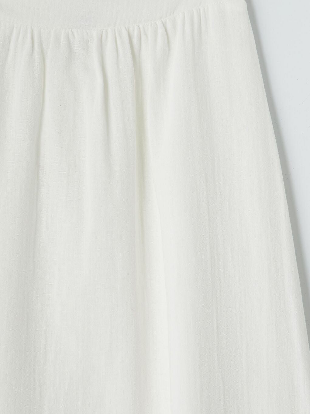 Beyaz Regular Fit Beli Lastikli Kloş Kadın Etek-2