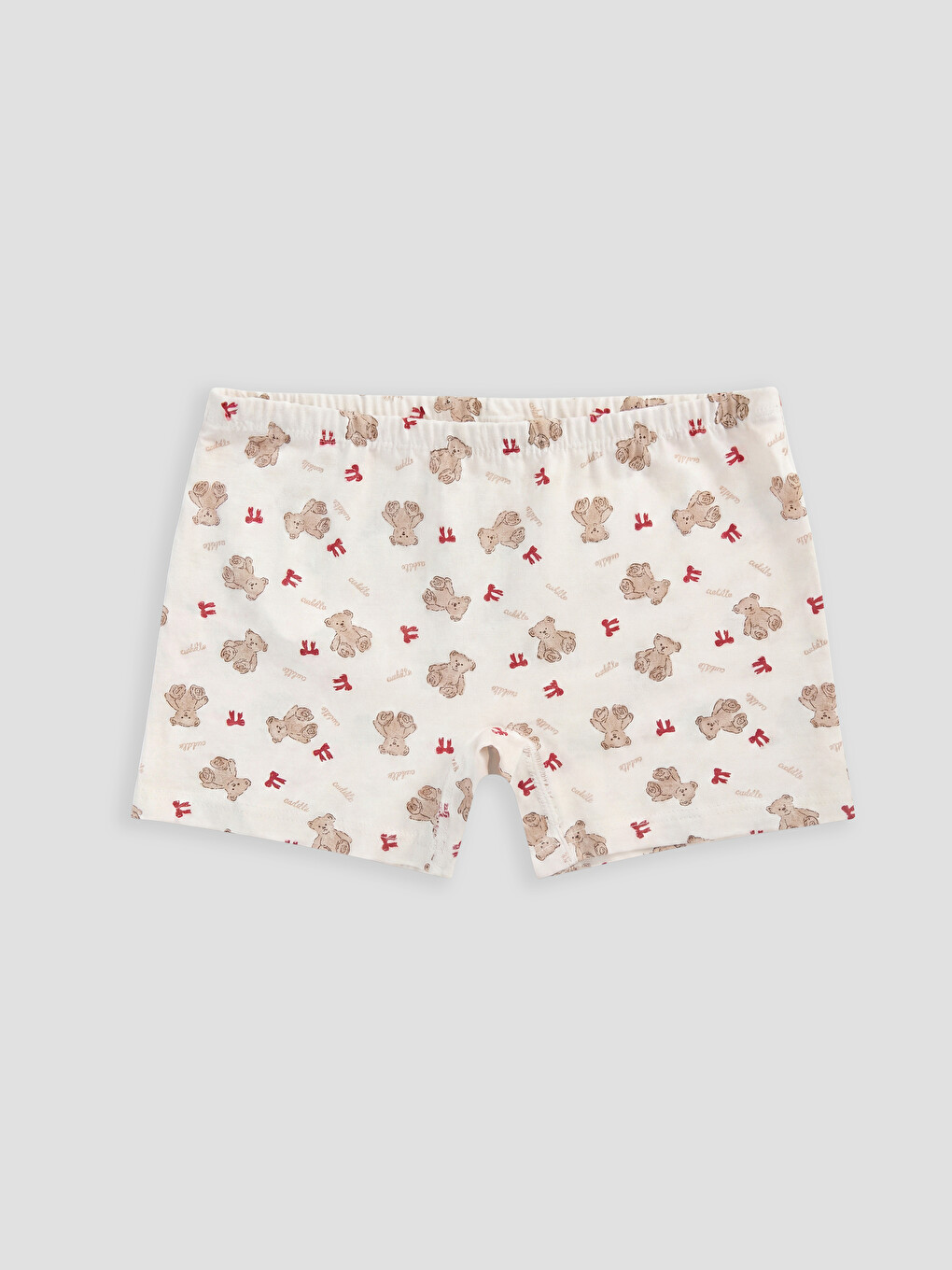 Ekru Baskılı Kız Çocuk Boxer