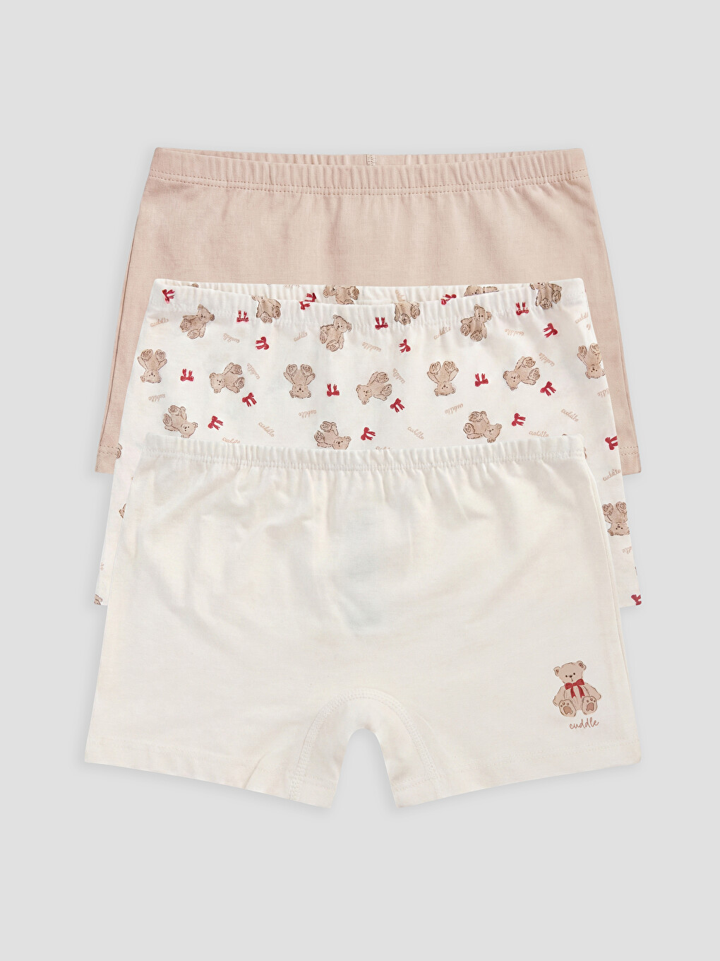 Ekru Baskılı Kız Çocuk Boxer 3'lü-5