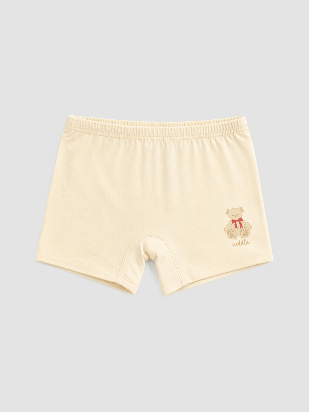 Ekru Baskılı Kız Çocuk Boxer 3'lü-4