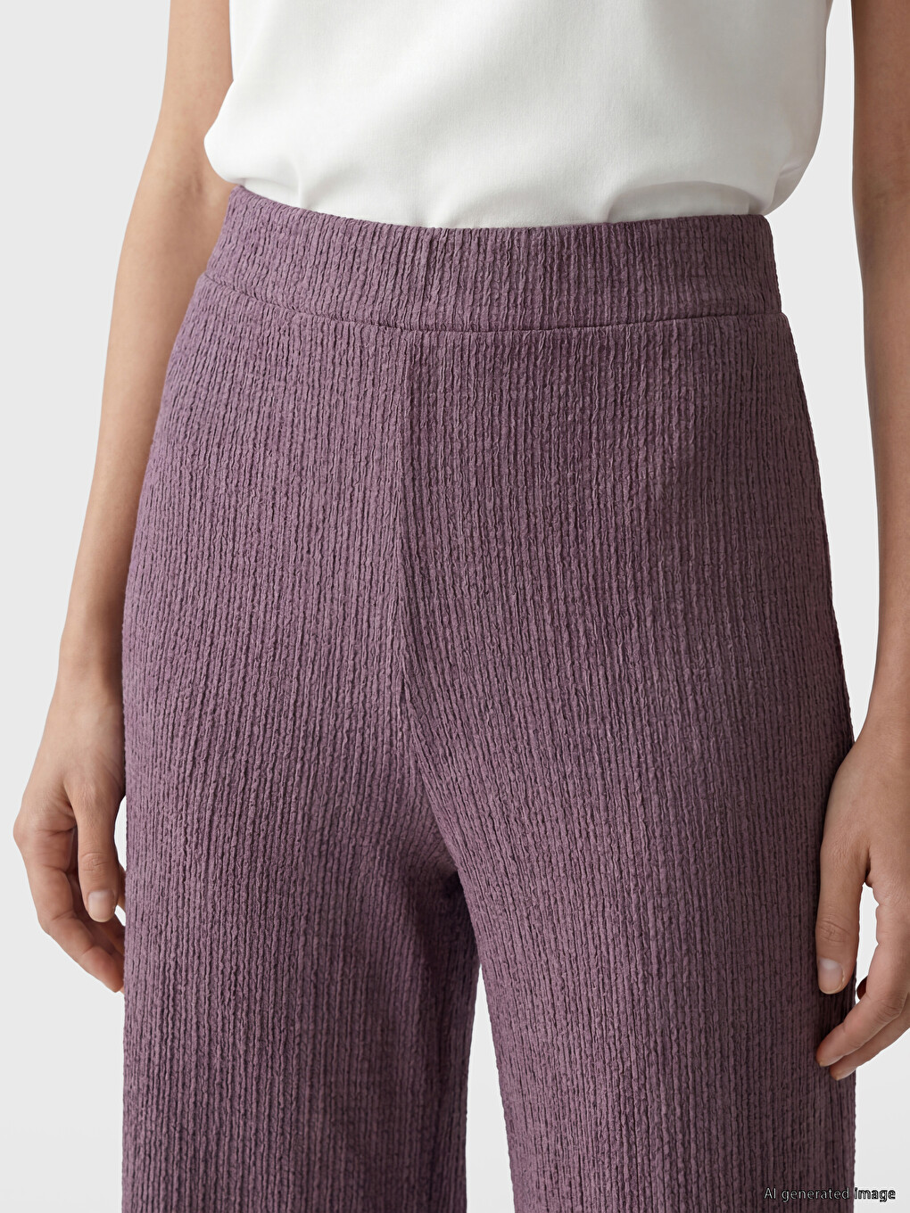 Elastic Waist Textured Women's Trousers-2