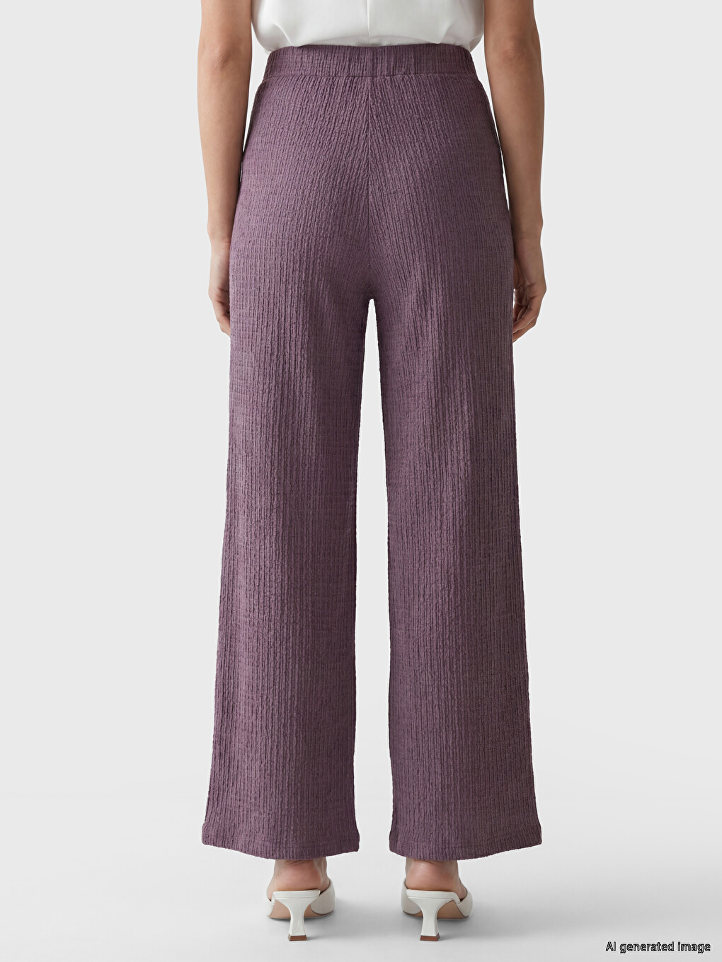Elastic Waist Textured Women's Trousers-3