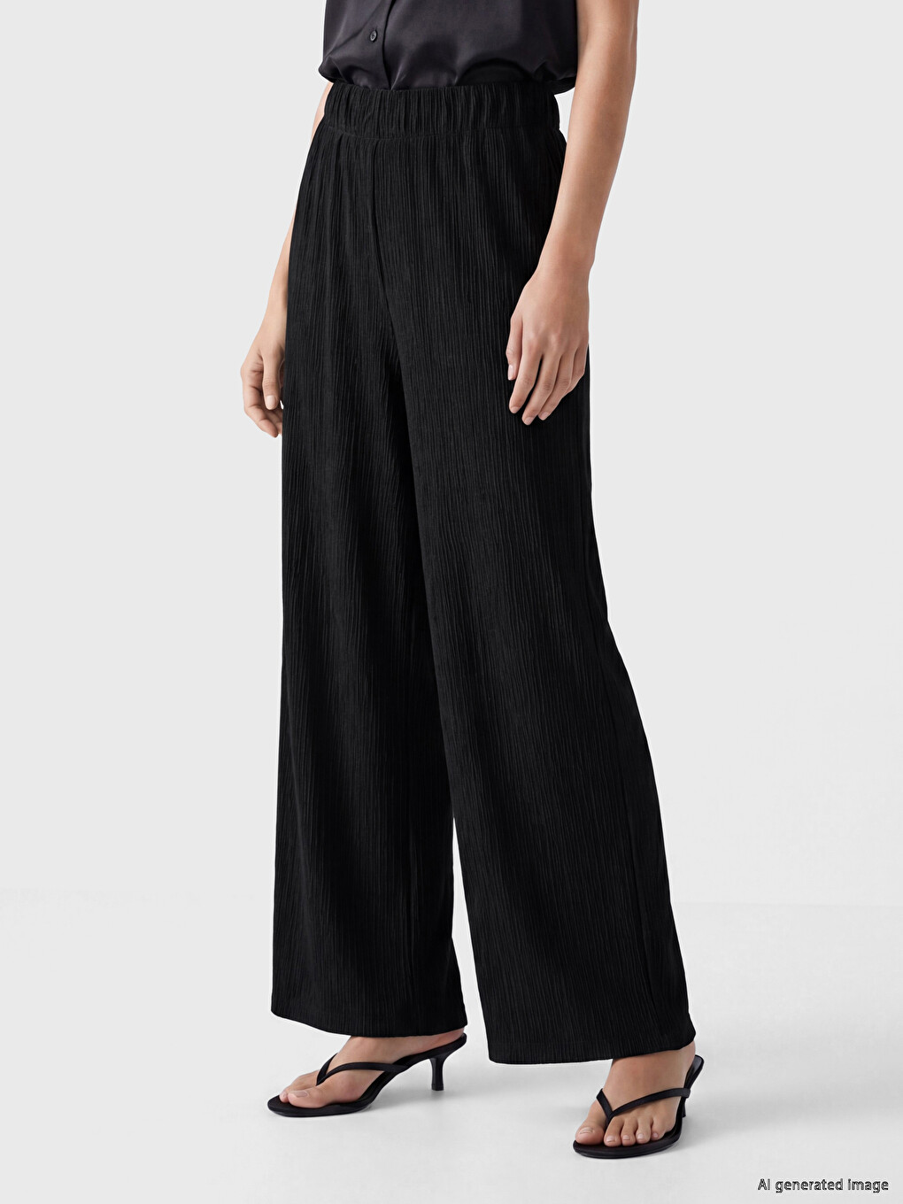 Elastic Waist Textured Women's Trousers-1