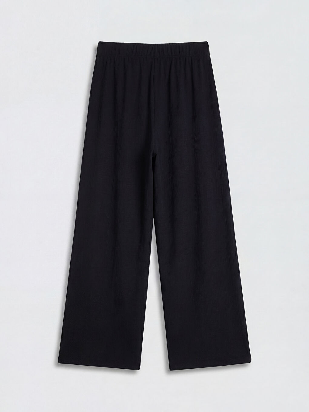 Siyah Beli Lastikli Geniş Paça Kadın Pantolon-1