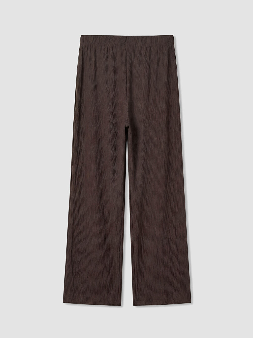 Kahverengi Beli Lastikli Geniş Paça Kadın Pantolon-2