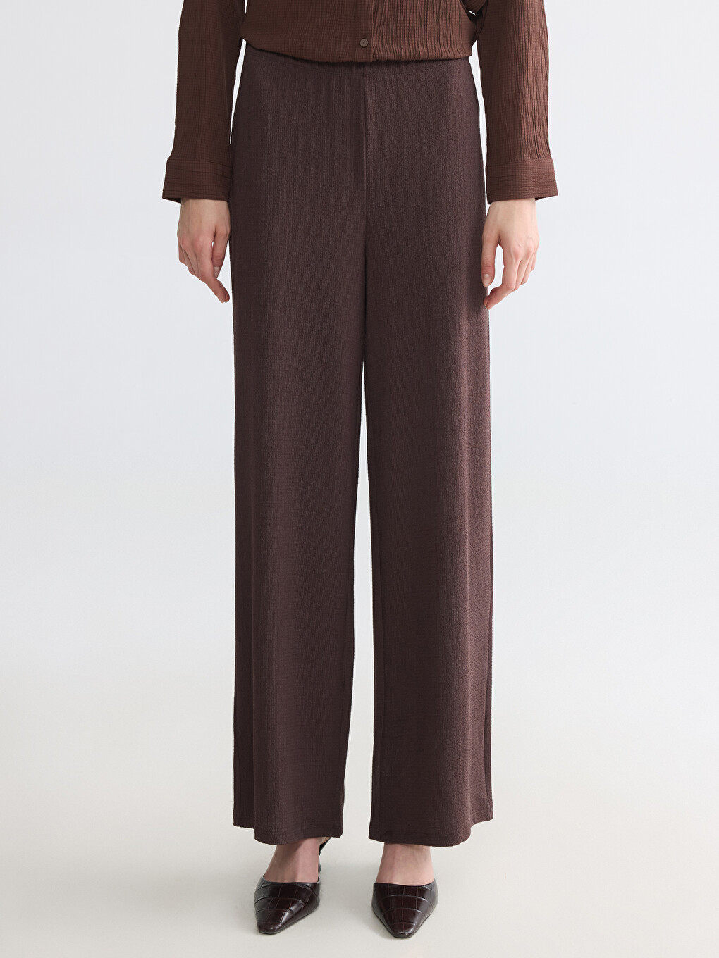 Elastic Waist Wide Leg Women's Trousers-1