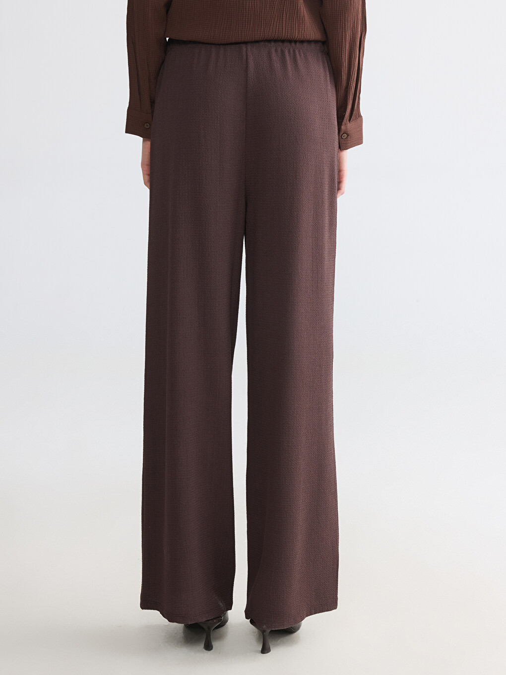 Elastic Waist Wide Leg Women's Trousers-3