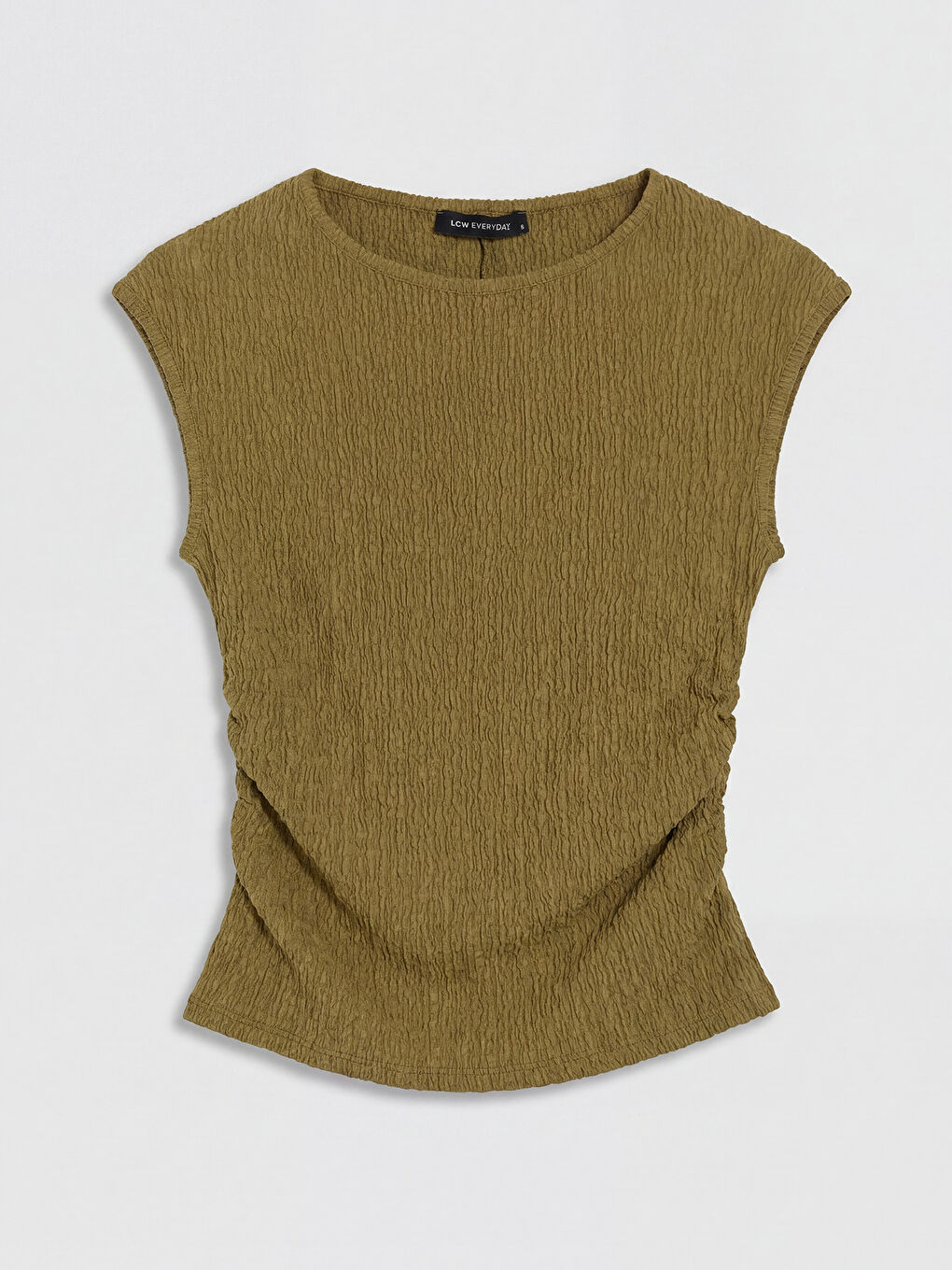 Haki Bisiklet Yaka Büzgülü Bluz