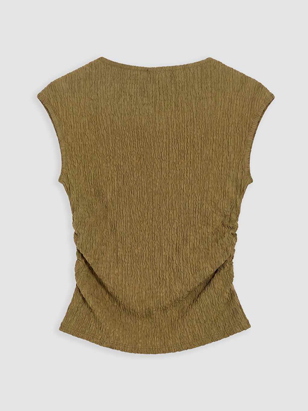 Haki Bisiklet Yaka Büzgülü Bluz-1