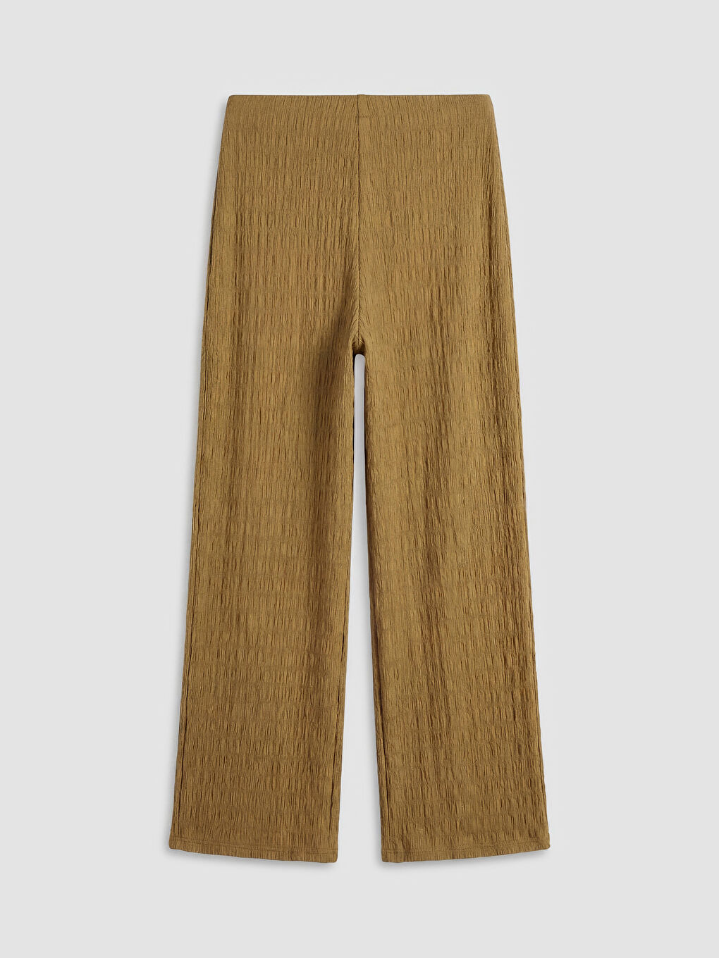 Sarı Beli Lastikli Dokulu Kadın Pantolon-1