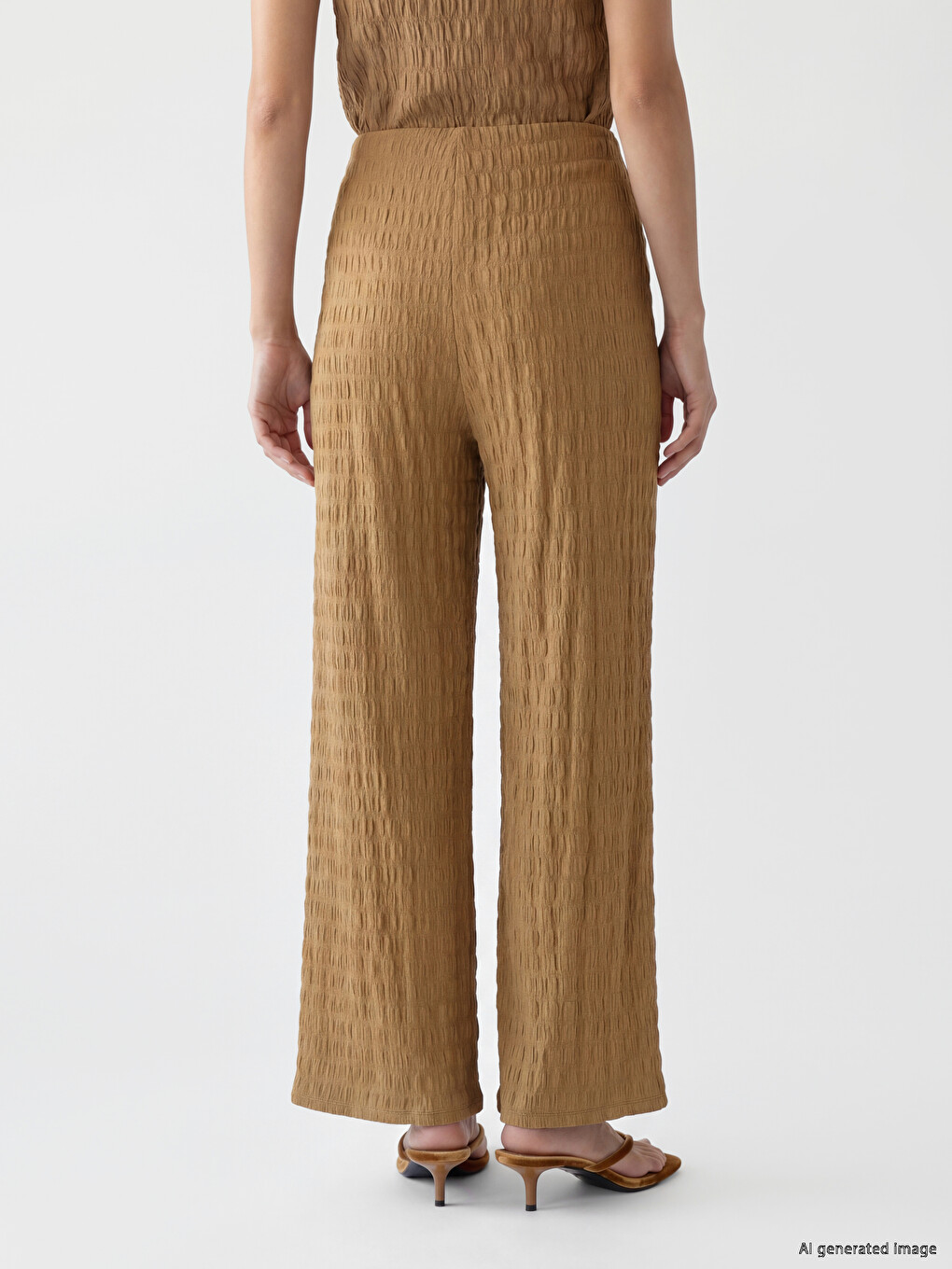 Elastic Waist Textured Women's Trousers-3