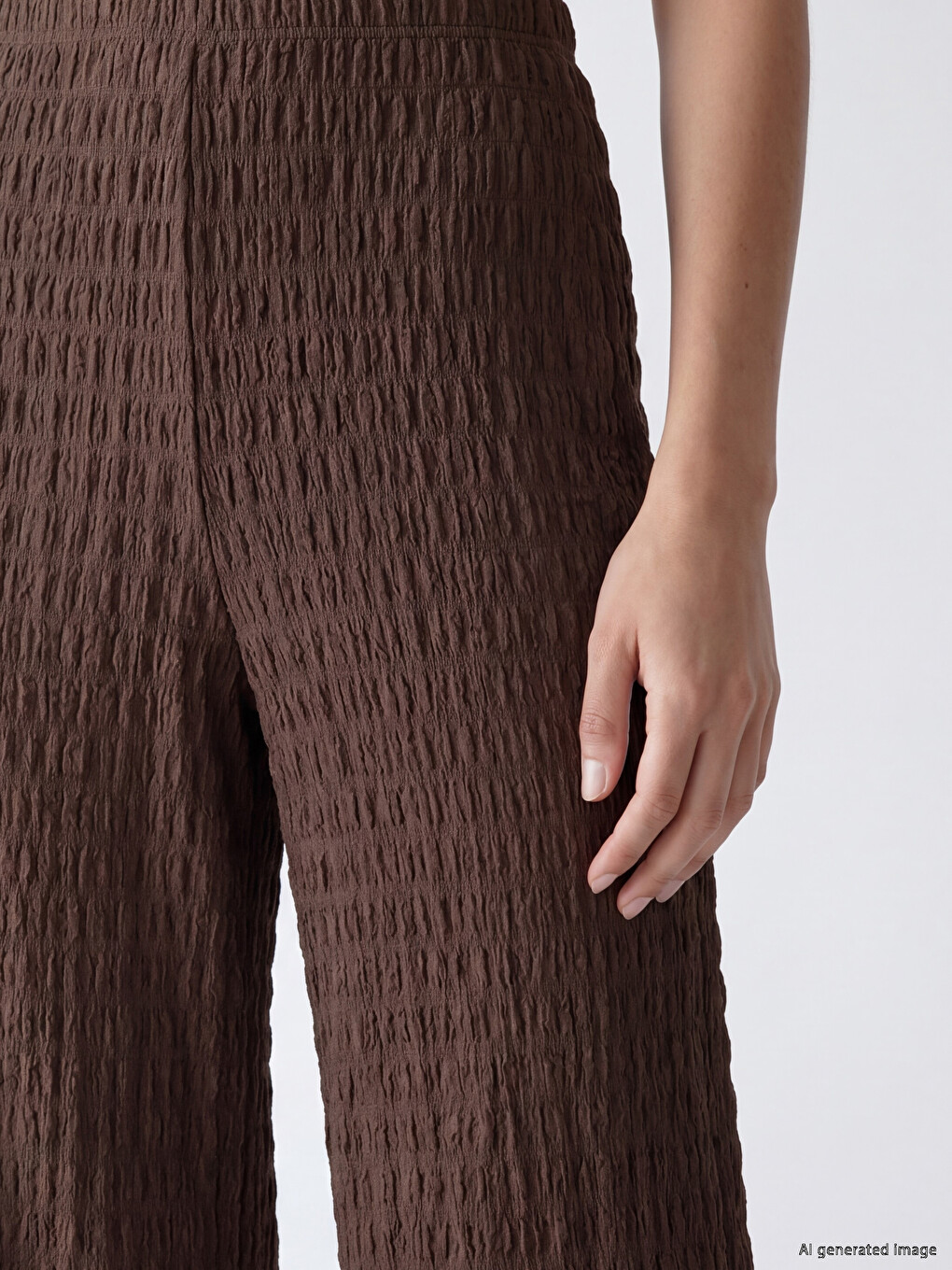 Elastic Waist Textured Women's Trousers-2