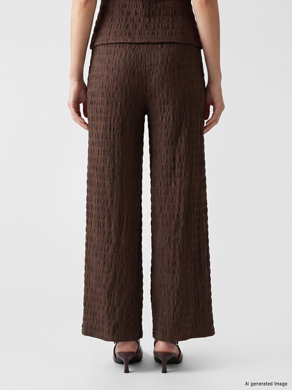 Elastic Waist Textured Women's Trousers-3