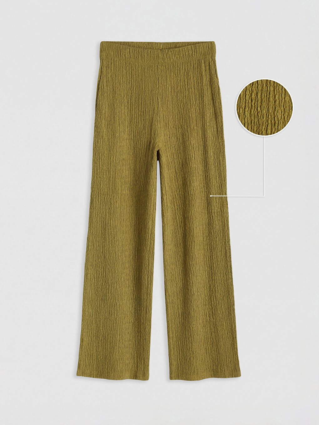 Haki Beli Lastikli Dokulu Kadın Pantolon