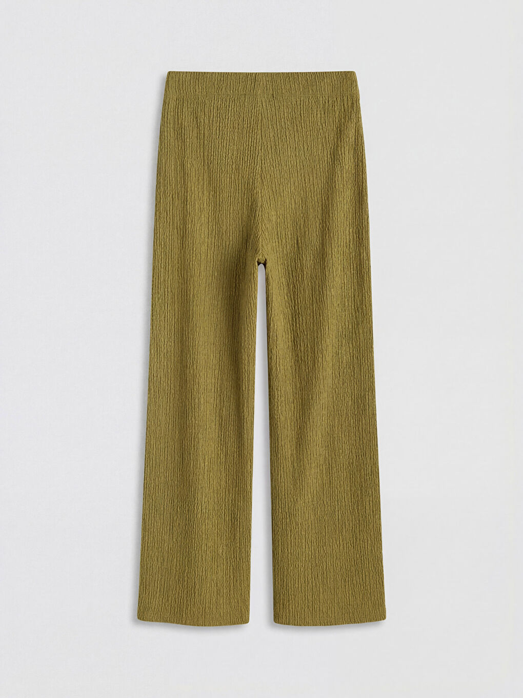 Haki Beli Lastikli Dokulu Kadın Pantolon-1