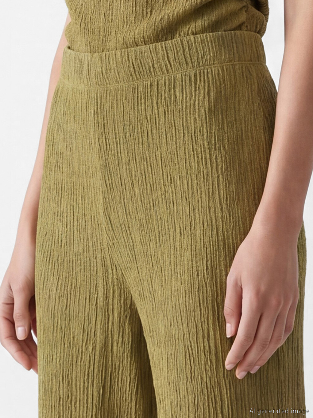 Elastic Waist Textured Women's Trousers-2