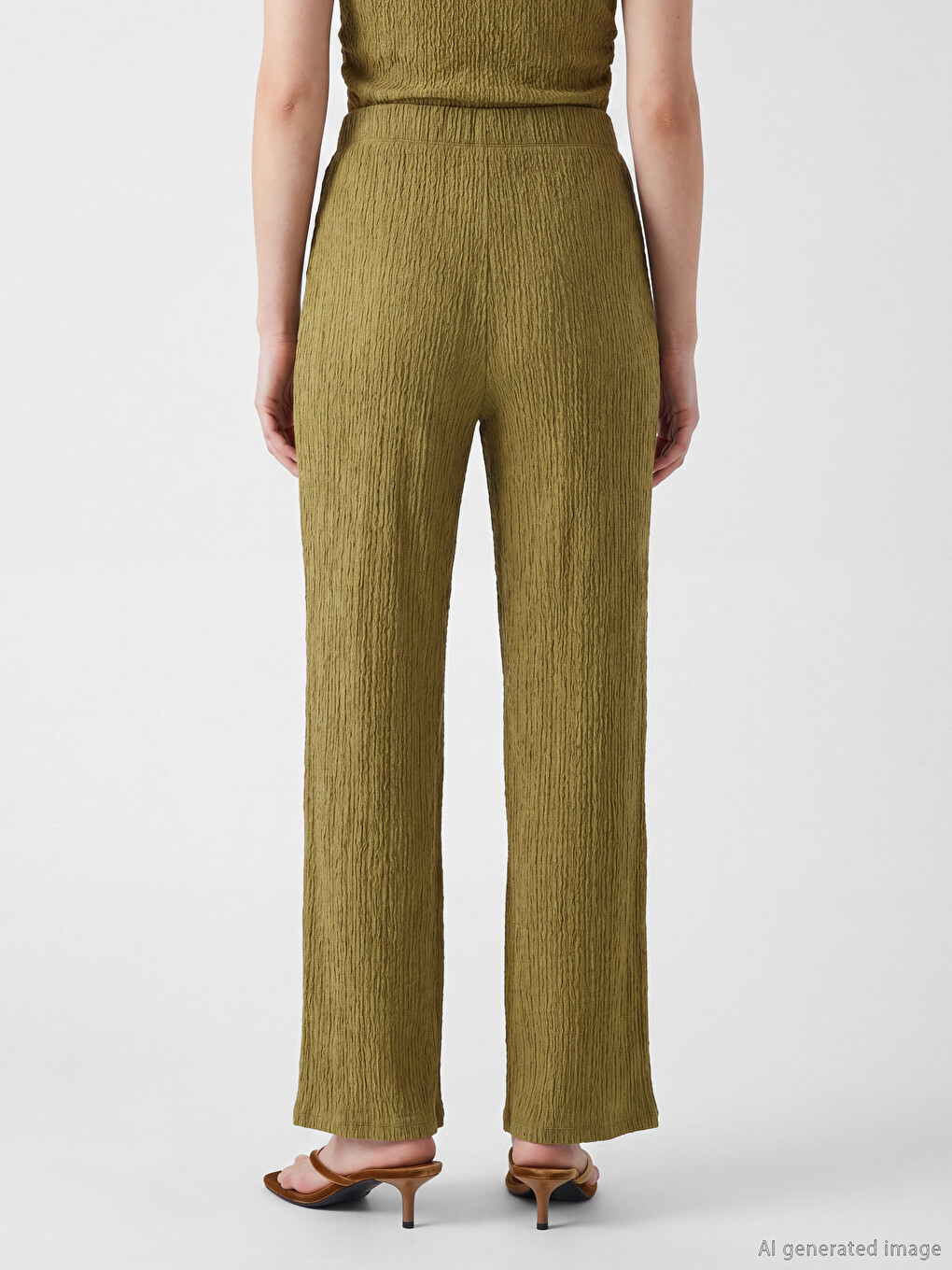Elastic Waist Textured Women's Trousers-3