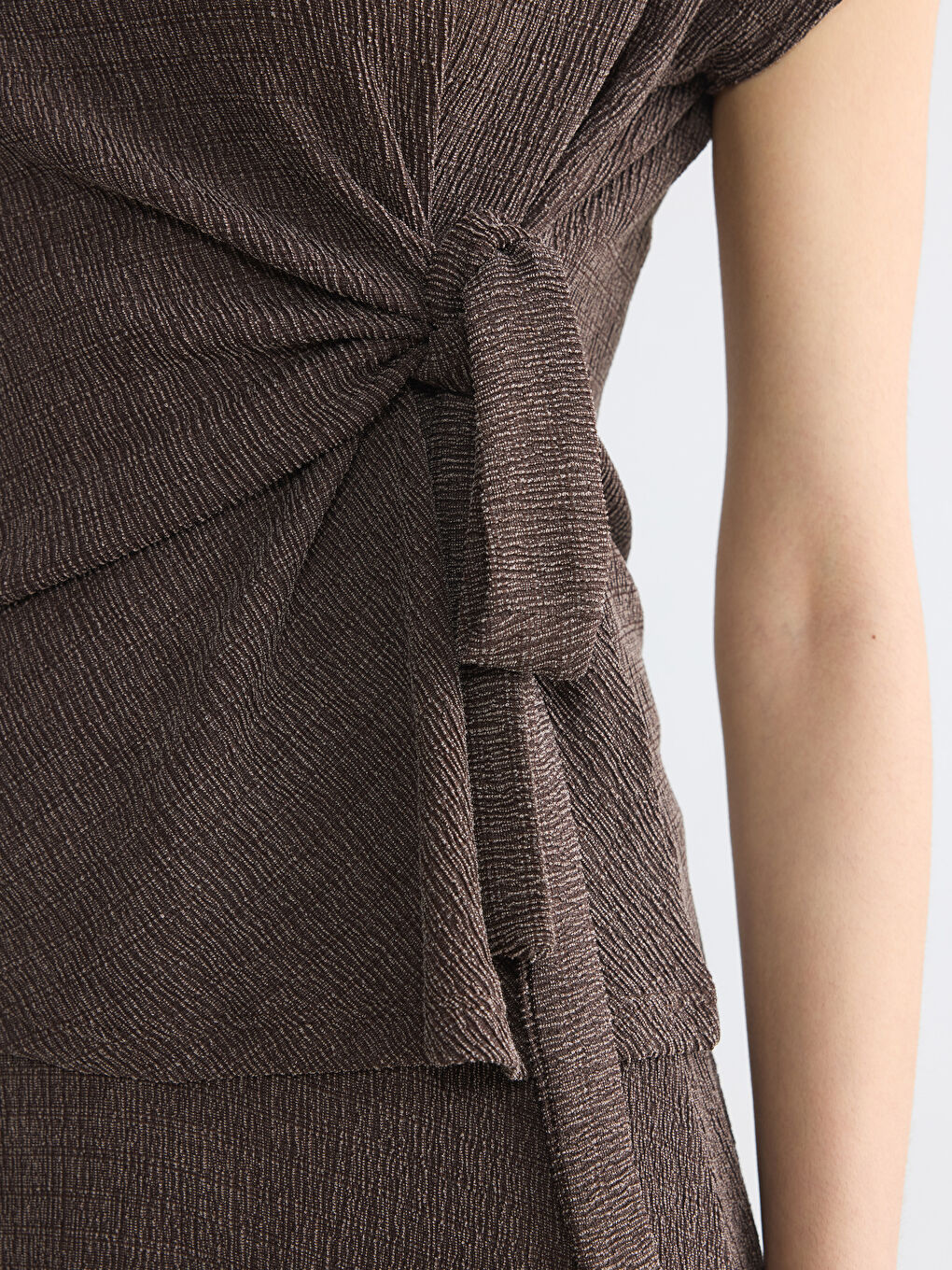 Crew Neck Side Tie Blouse-2