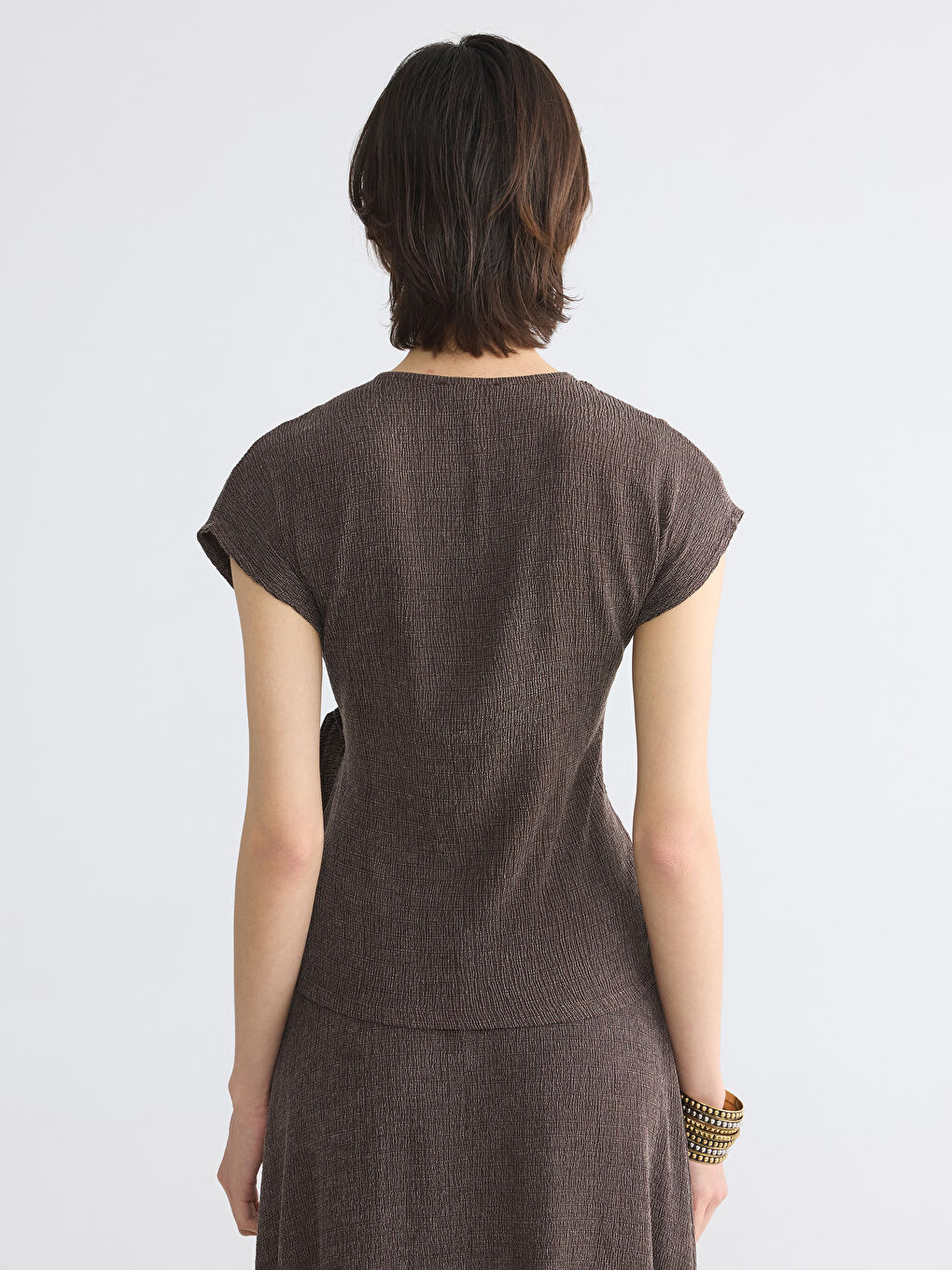 Crew Neck Side Tie Blouse-3