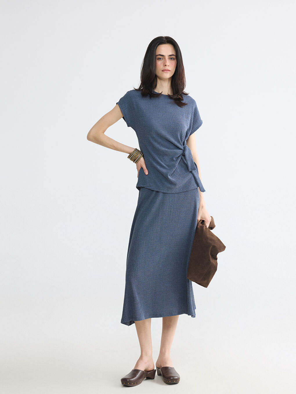 Crew Neck Side Tie Blouse-1