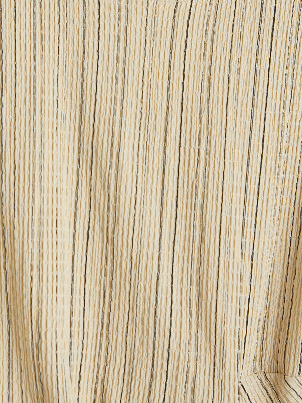 Ekru Çizgili Büzgülü Soft Touch Bluz-2