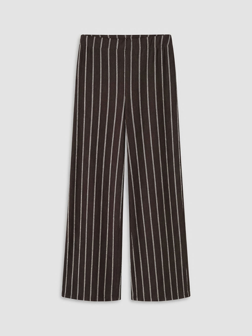 Kahverengi Beli Lastikli Çizgili Kadın Pantolon