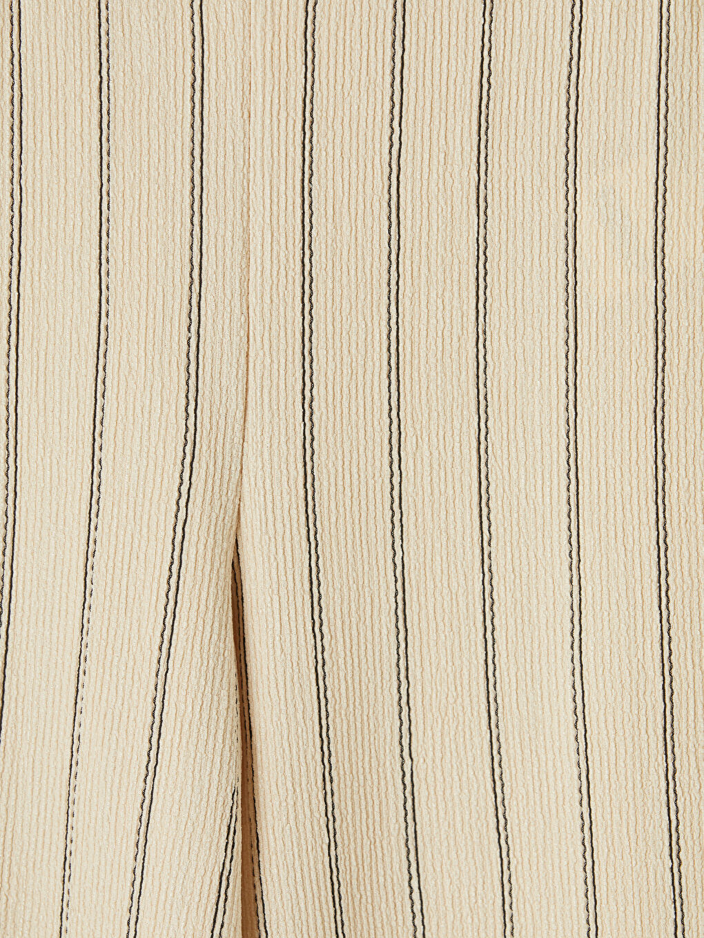 Ekru Beli Lastikli Çizgili Kadın Pantolon-2