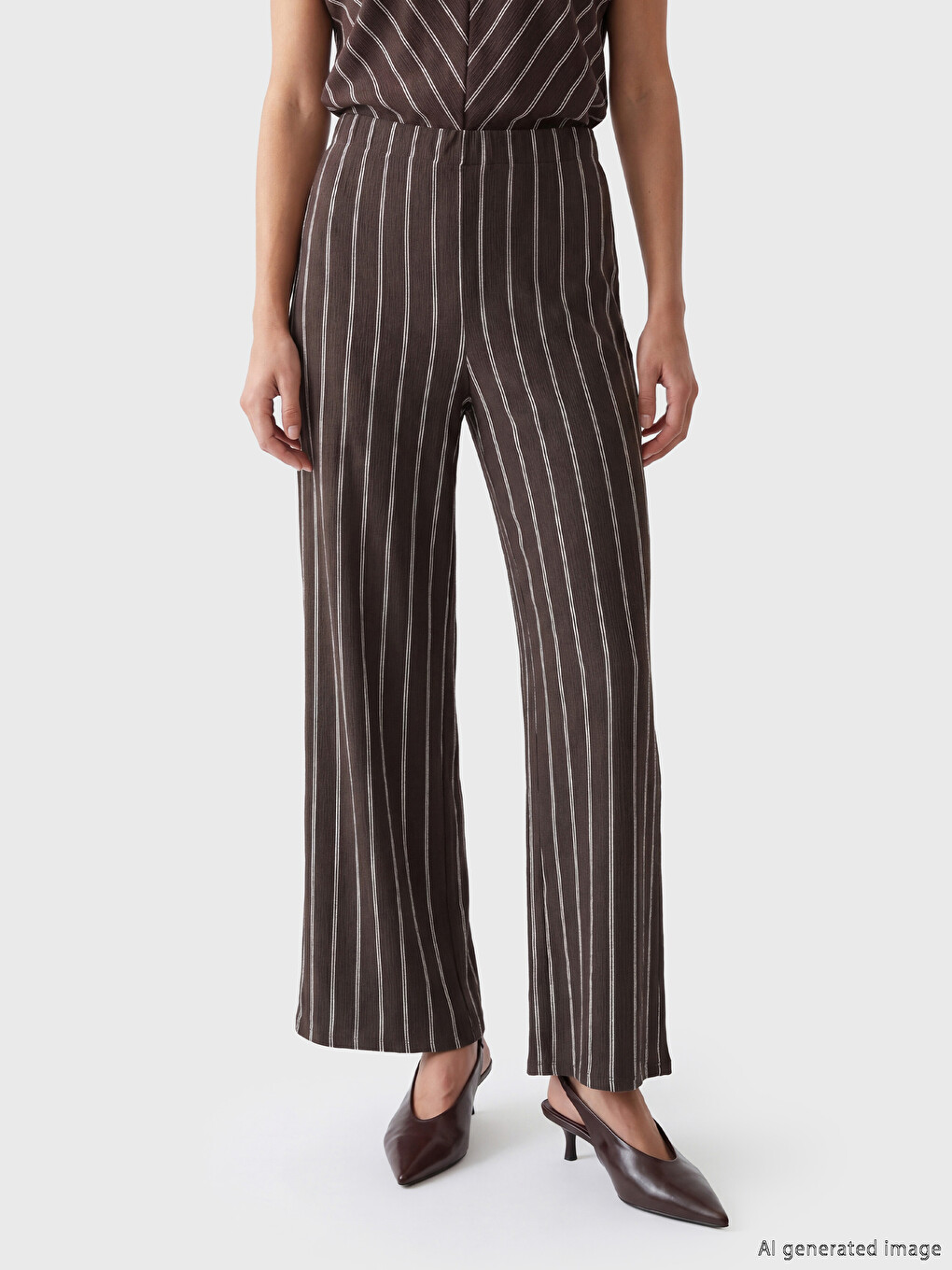 Elastic Waist Striped Women's Trousers-1