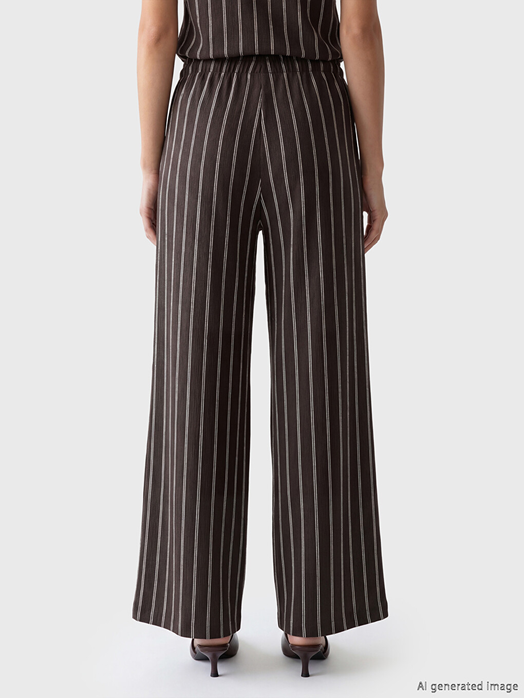 Elastic Waist Striped Women's Trousers-3